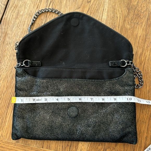 J CREW Black Silver Glitter Chain Cocktail Party Purse Bag Clutch - Picture 4 of 8